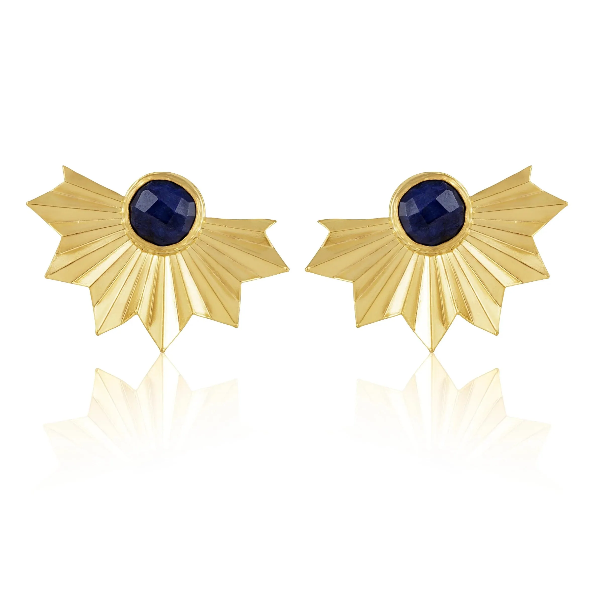 Sahira Naya Lapis Statement Earrings-Gold