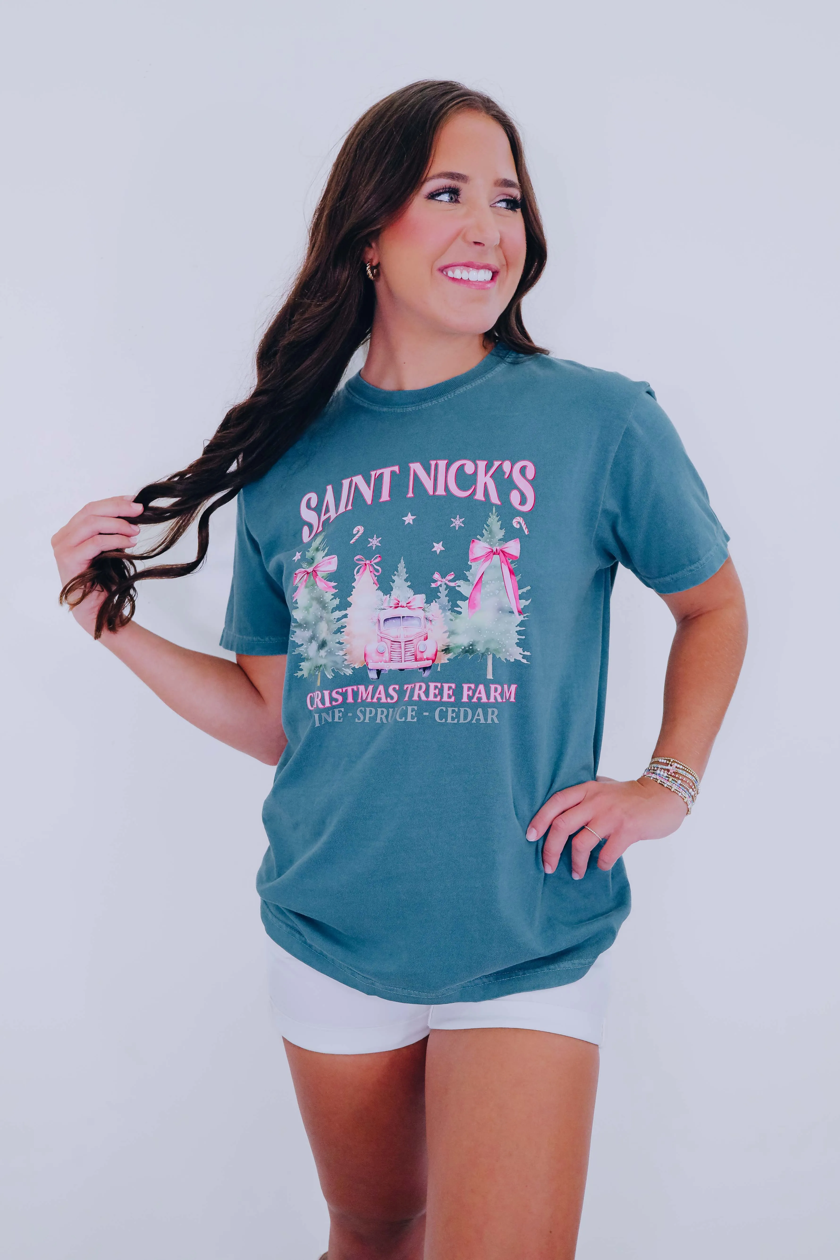 Saint Nick's Christmas Tree Farm Comfort Colors Graphic Tee S-2X