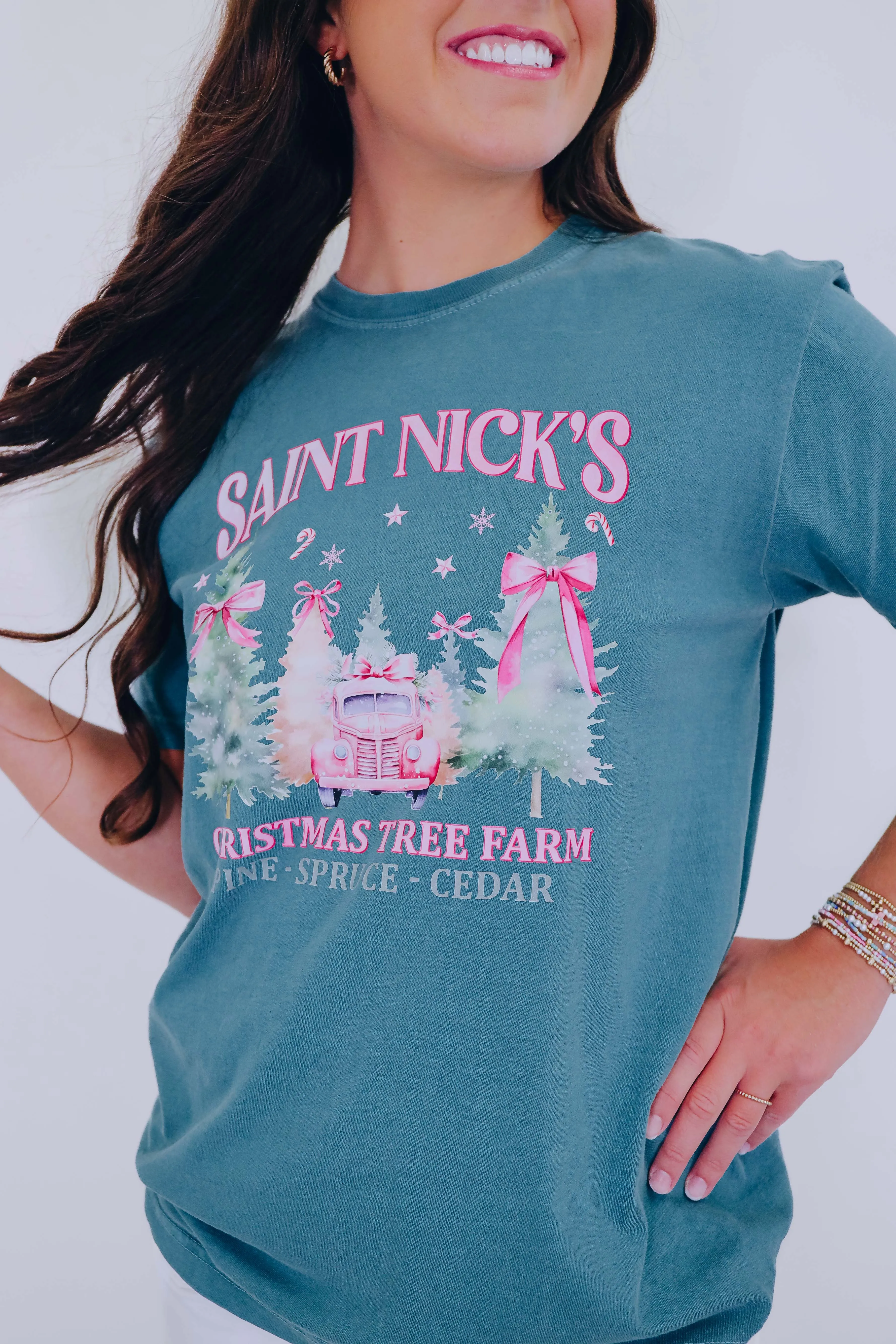 Saint Nick's Christmas Tree Farm Comfort Colors Graphic Tee S-2X