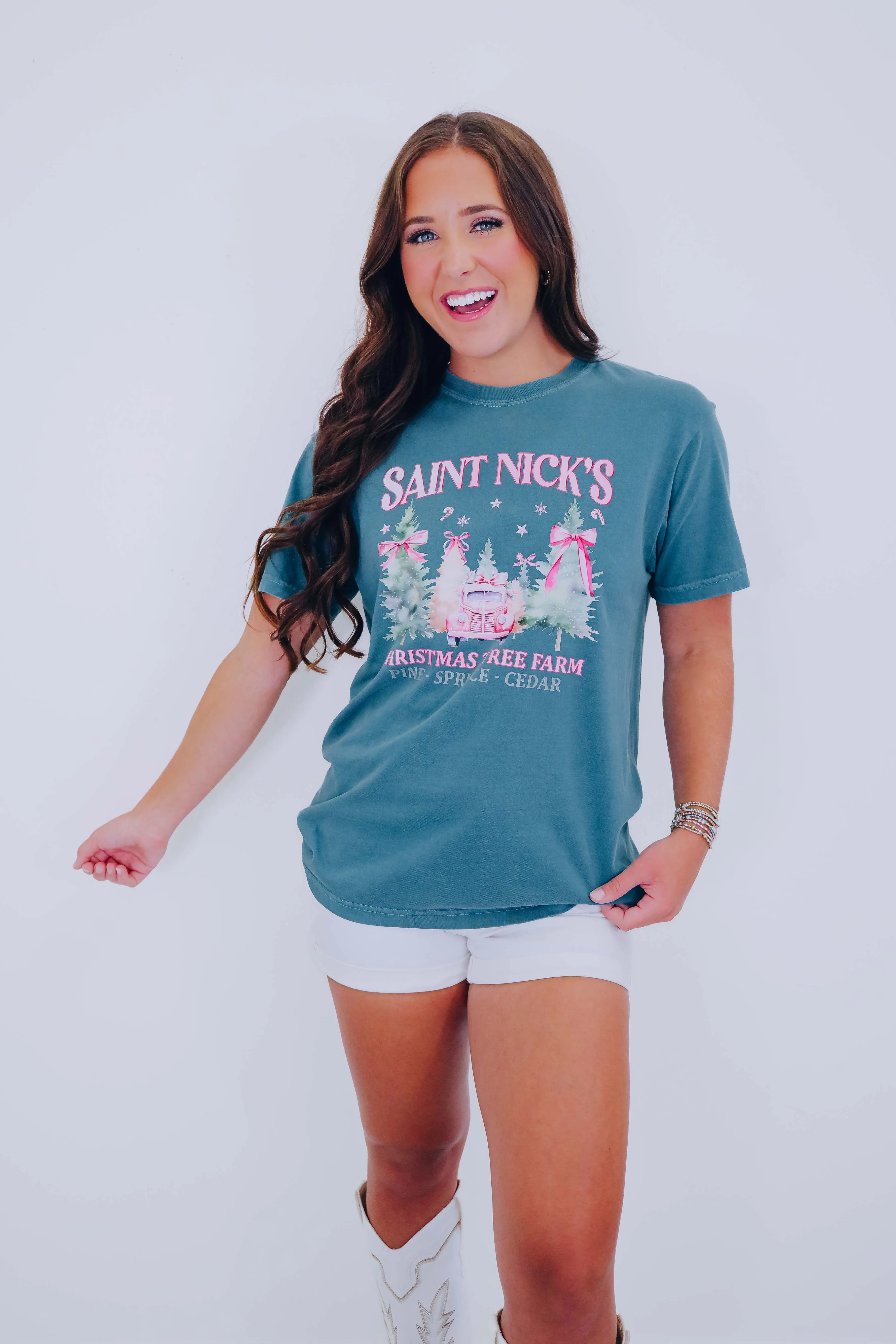 Saint Nick's Christmas Tree Farm Comfort Colors Graphic Tee S-2X
