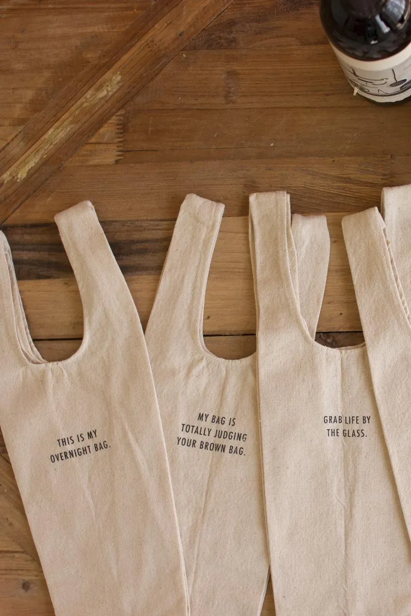 Set of 6 Wine Bags with Quirky Sayings (Pack of 2)