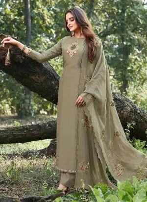 Shaded Green Embroidered Straight Pant Style Suit