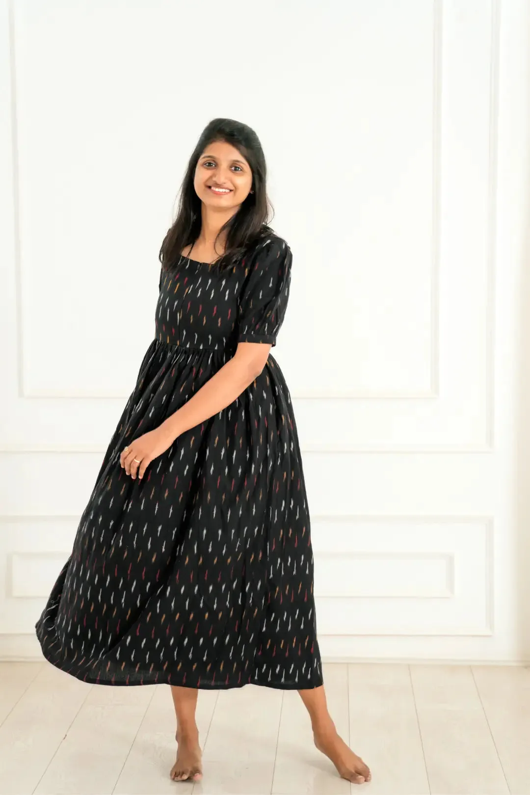 Shadow Ikkat Maternity Feeding Dress