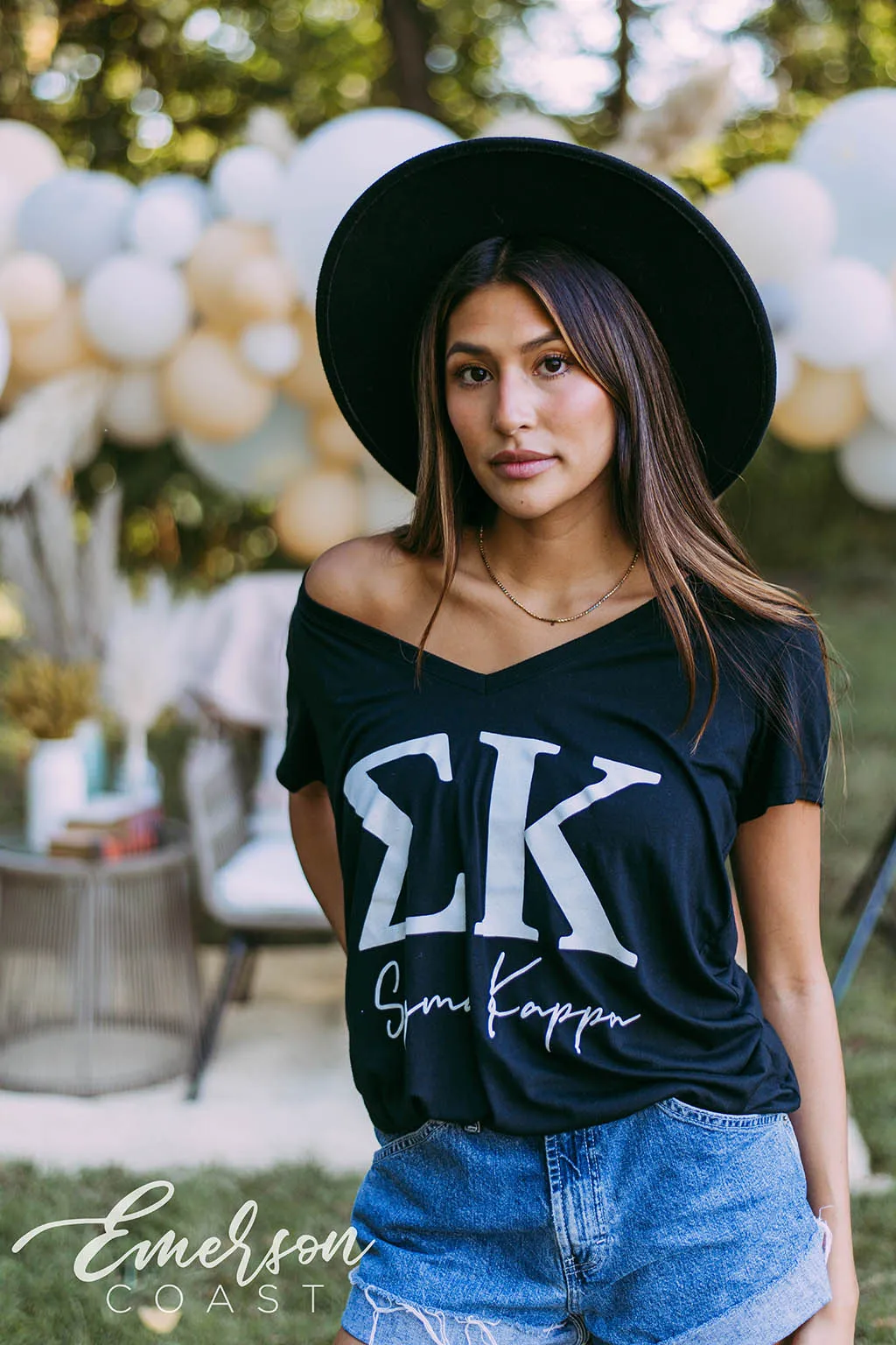 Sigma Kappa Simple Black Vneck Tee