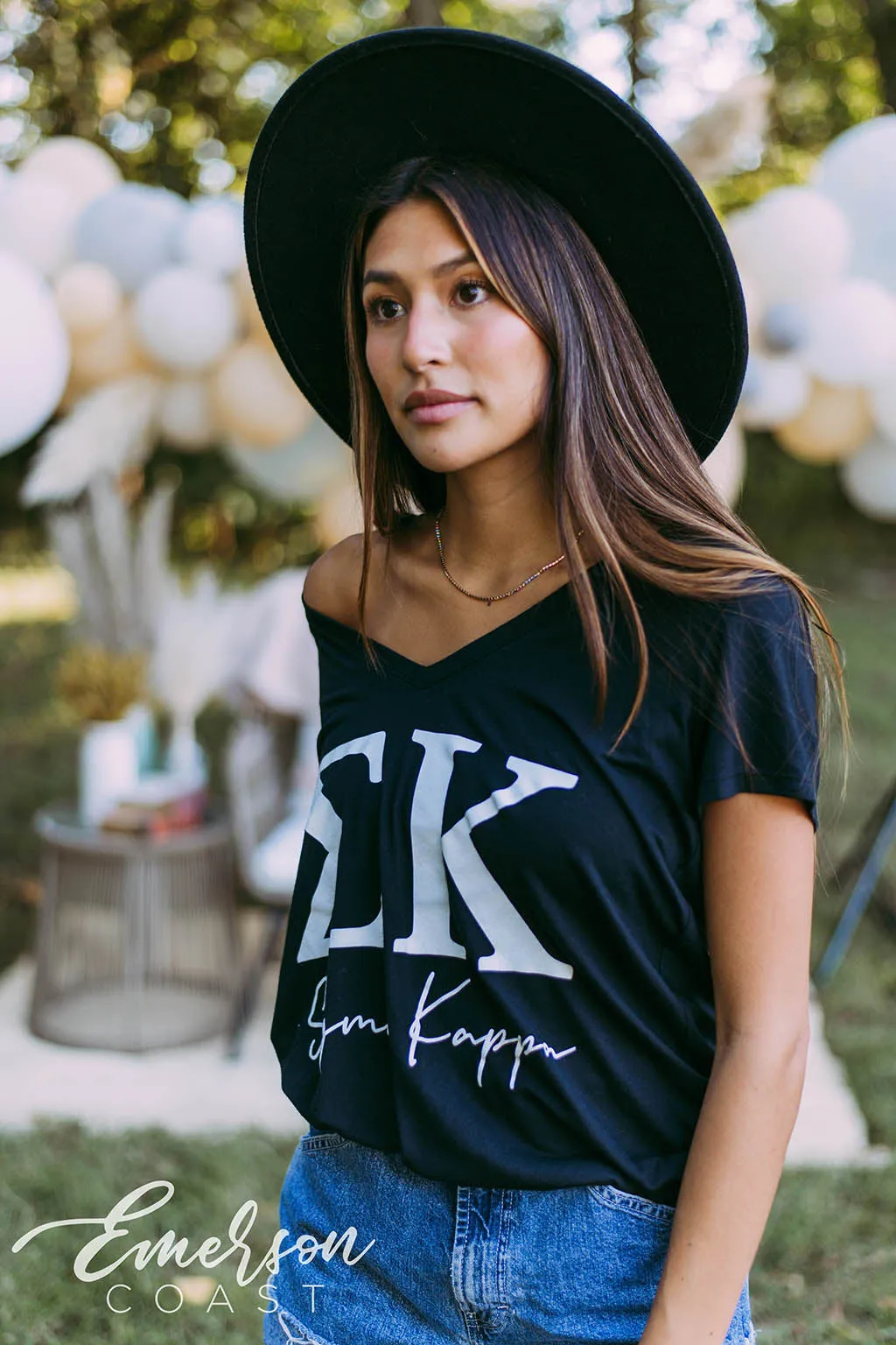 Sigma Kappa Simple Black Vneck Tee
