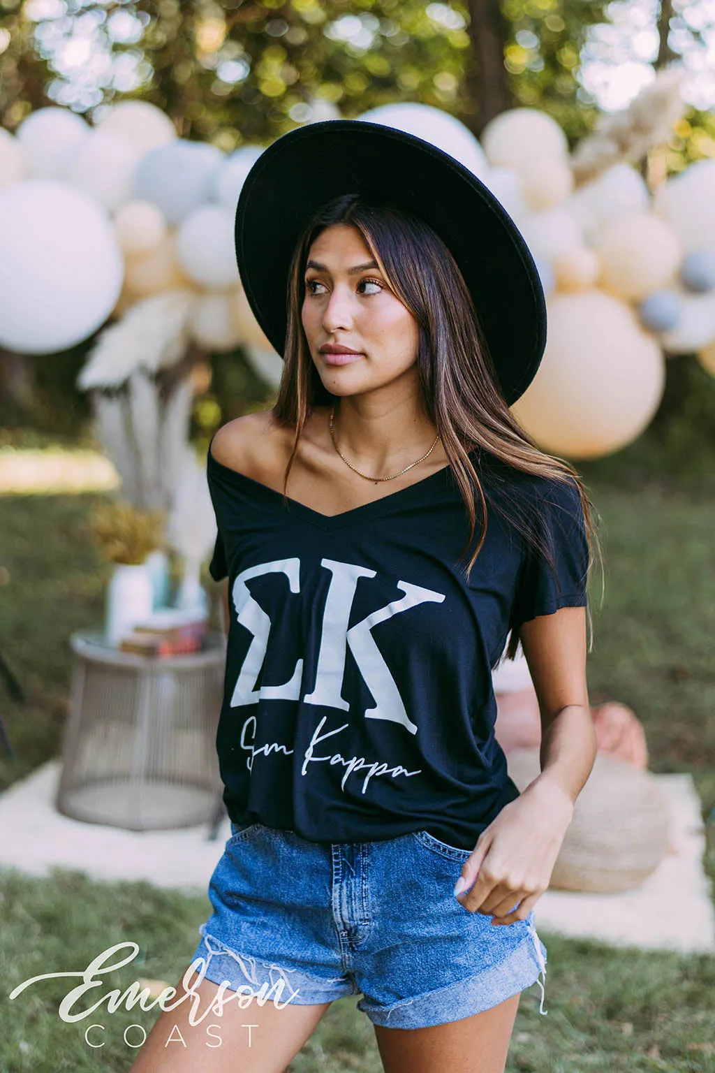 Sigma Kappa Simple Black Vneck Tee