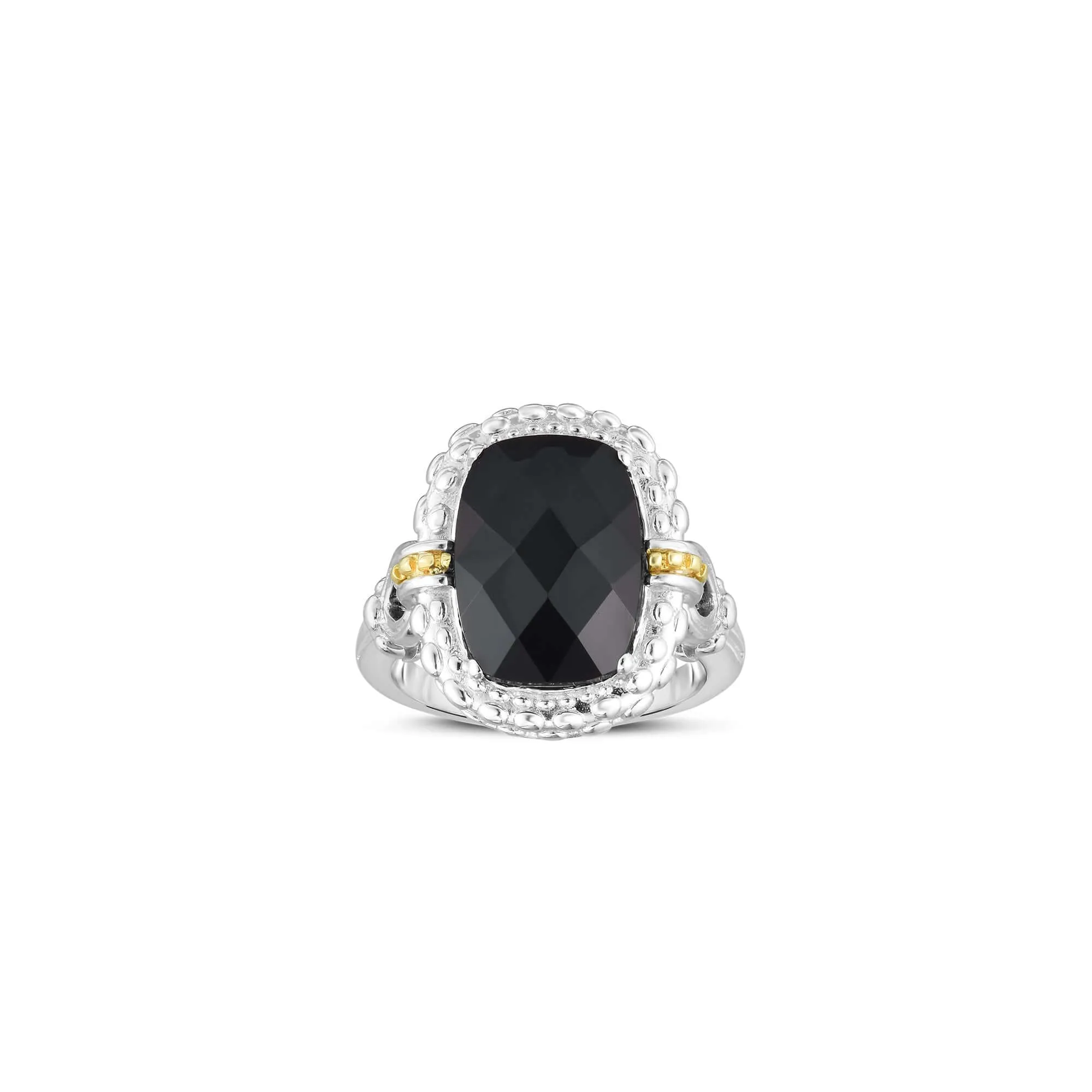 Silver & 18K Gold Onyx Cocktail Ring