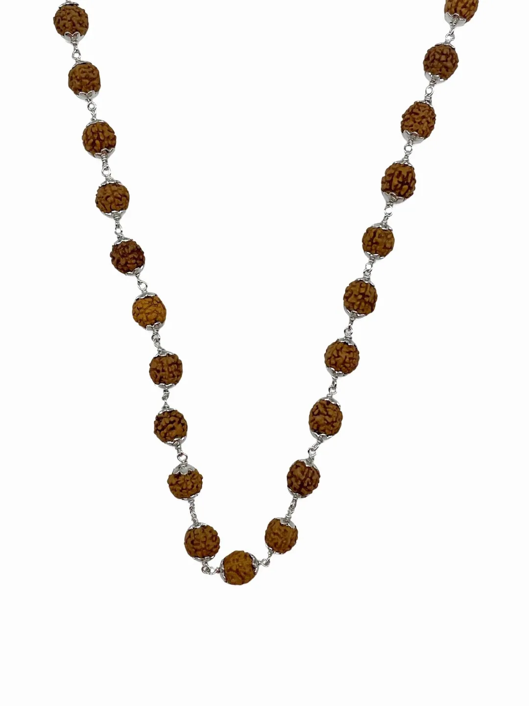 Silver Plated Simple Rudraksha Mala Necklace