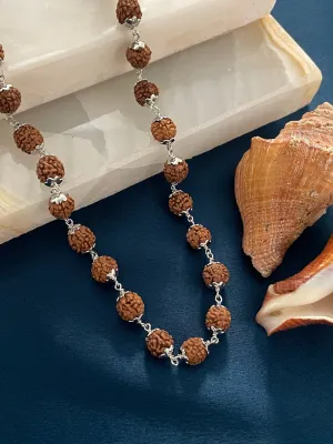 Silver Plated Simple Rudraksha Mala Necklace
