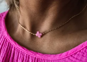 Simple Blessings Cross Necklace • Pink