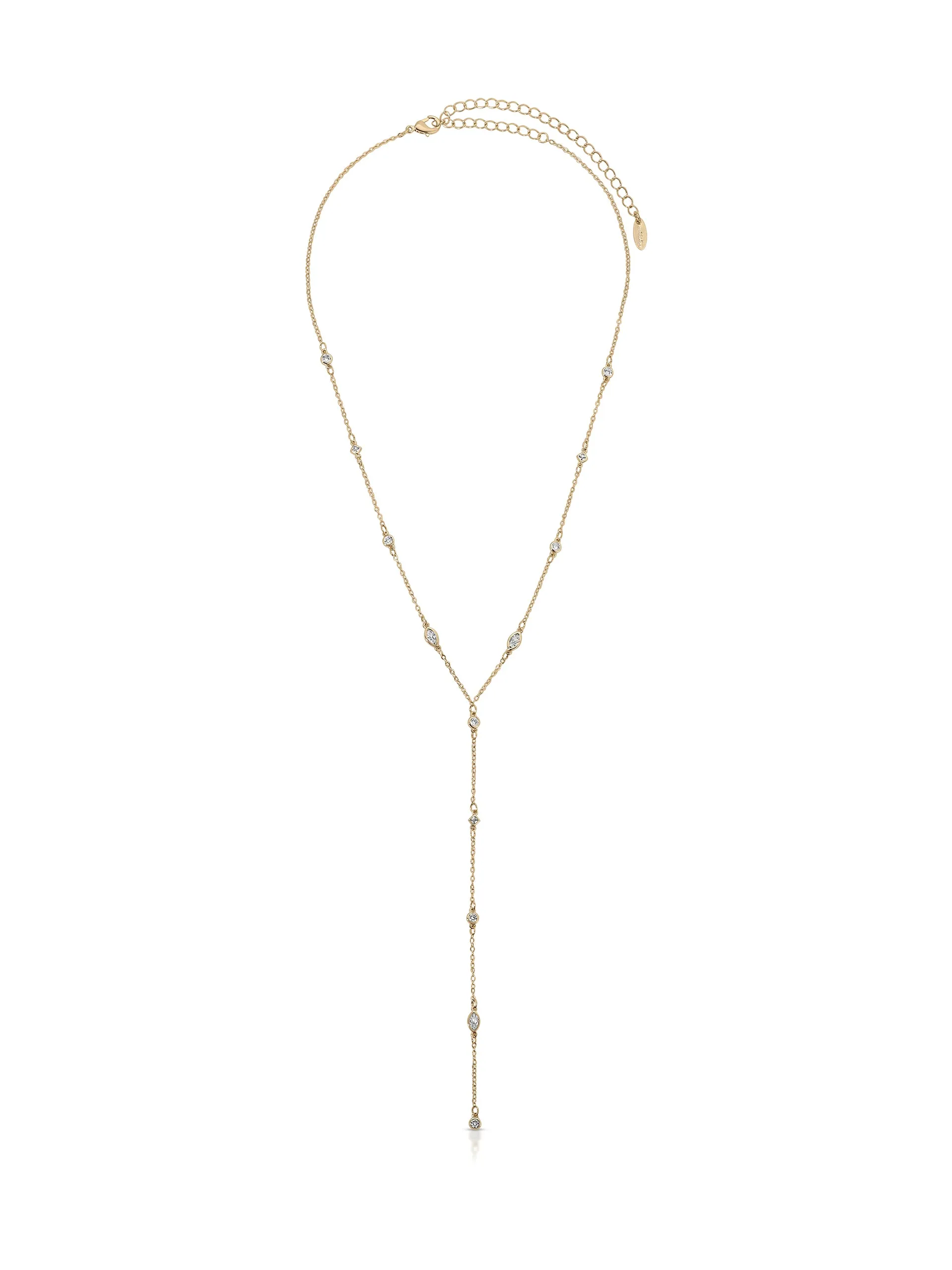 Simple Crystal Dot Lariat Necklace