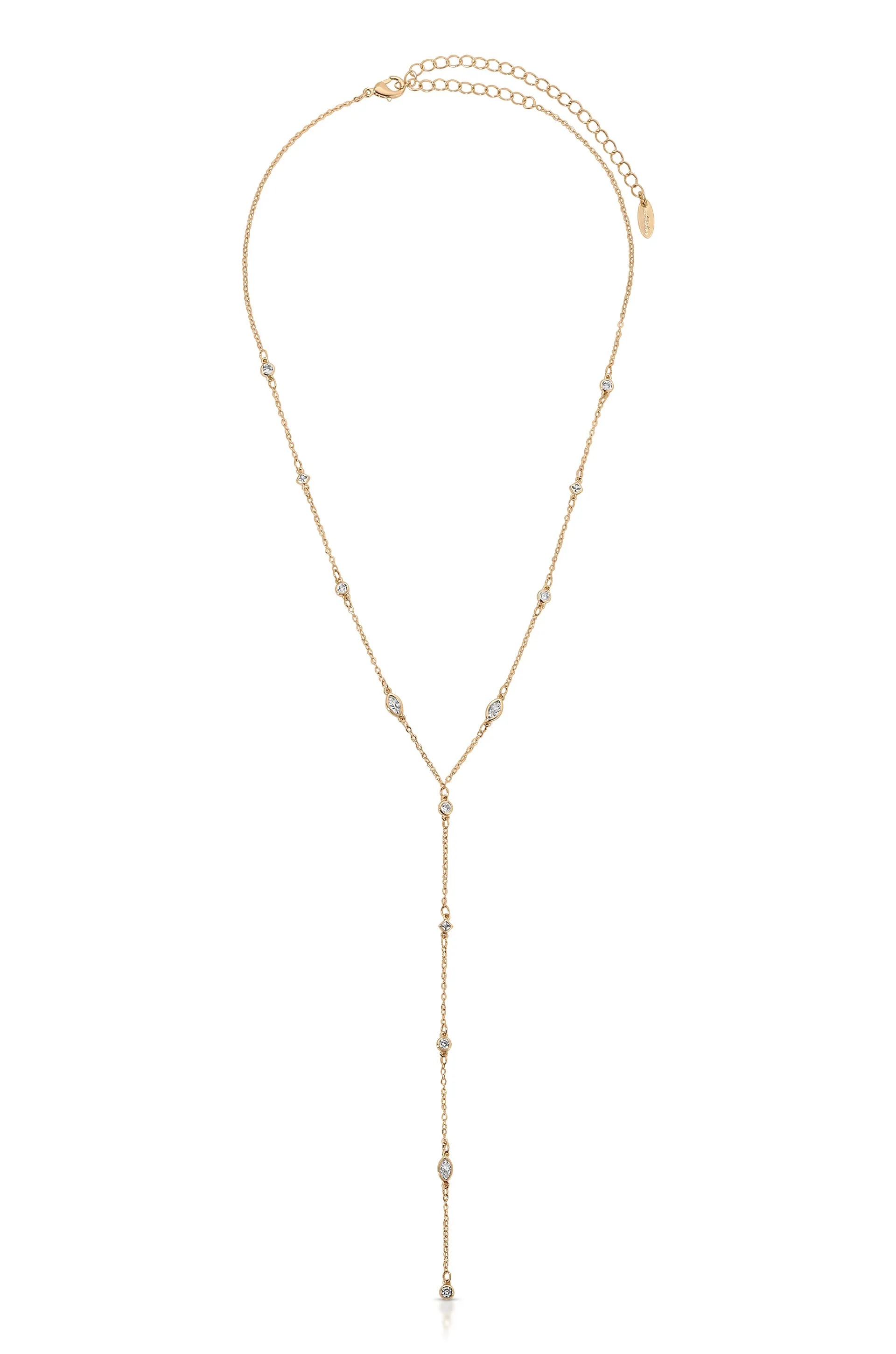Simple Crystal Dot Lariat Necklace