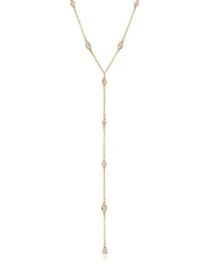 Simple Crystal Dot Lariat Necklace