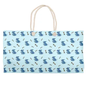 Simple Dog and Bone Pattern Weekender Tote ( Blue)