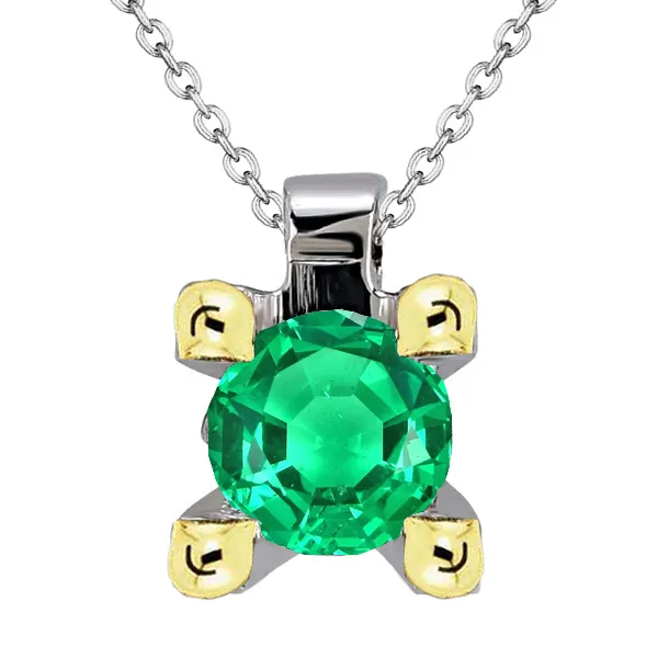 Simple Green Emerald Round Pendant