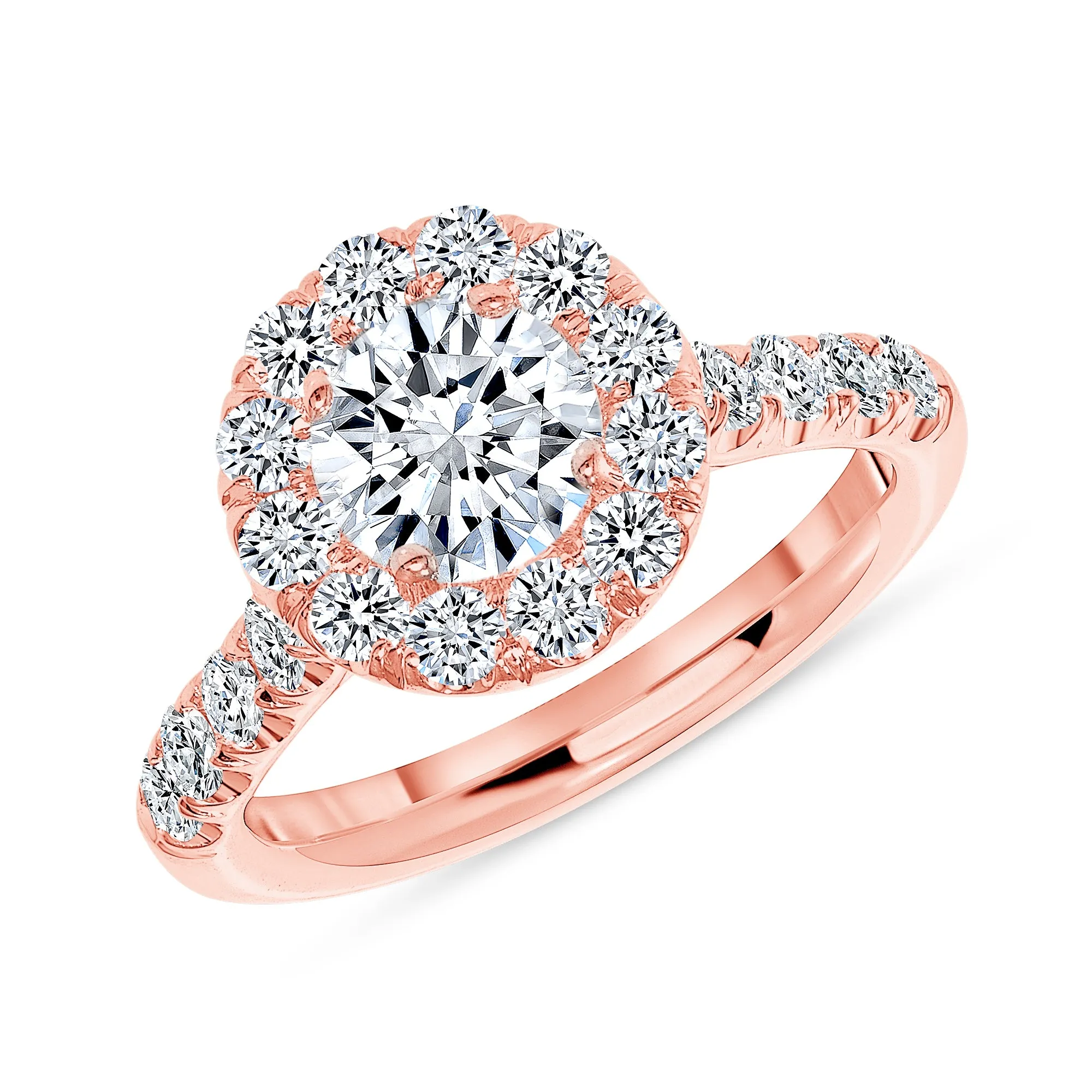 Simple Halo Half Way Pave Engagement Ring