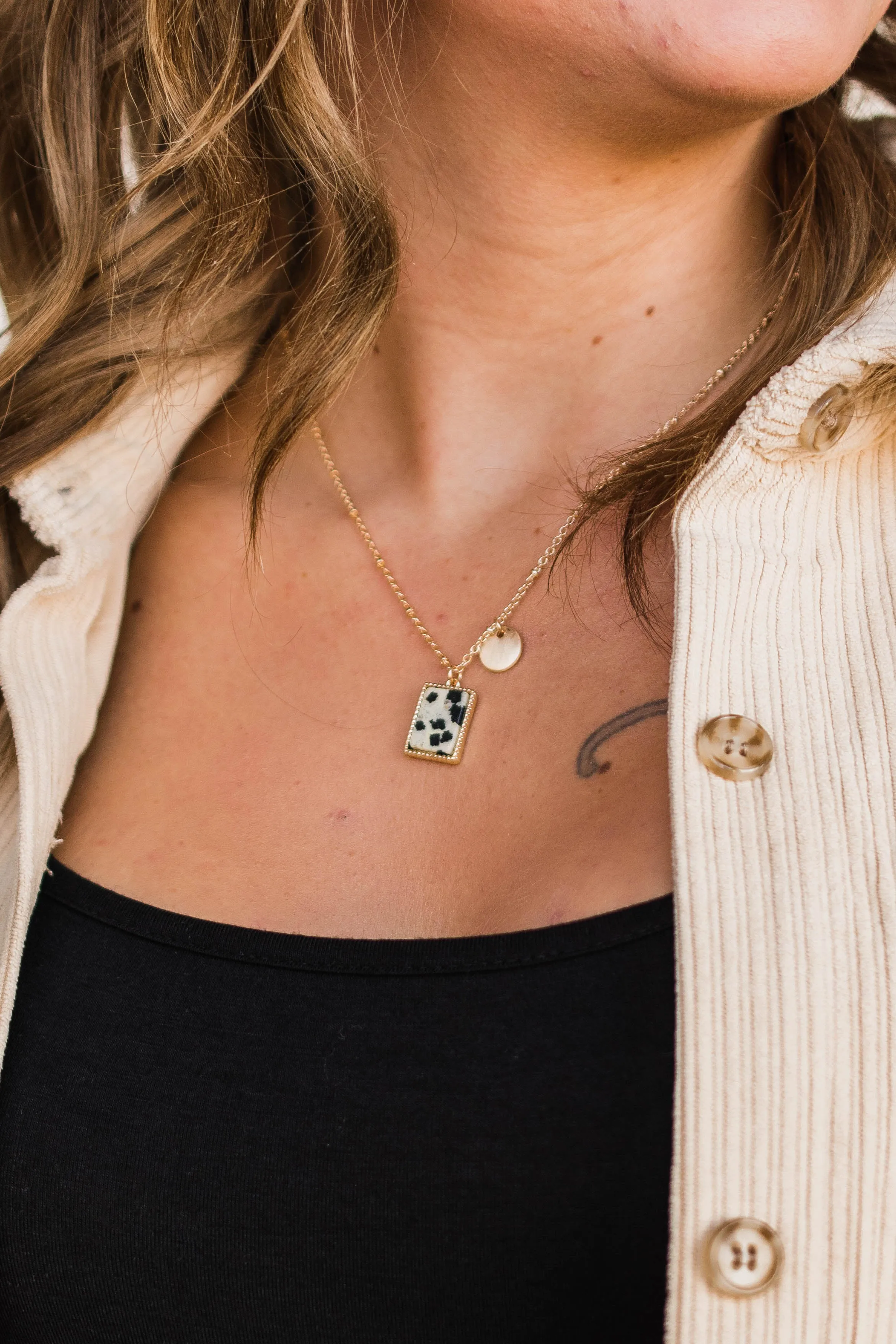 Simple Lives Gold Pendant Necklace- Dalmatian