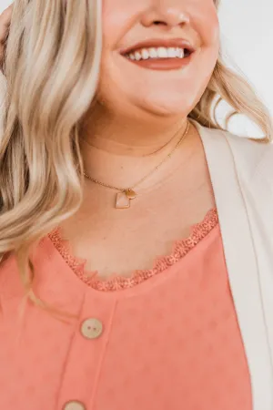 Simple Lives Gold Pendant Necklace- Pink