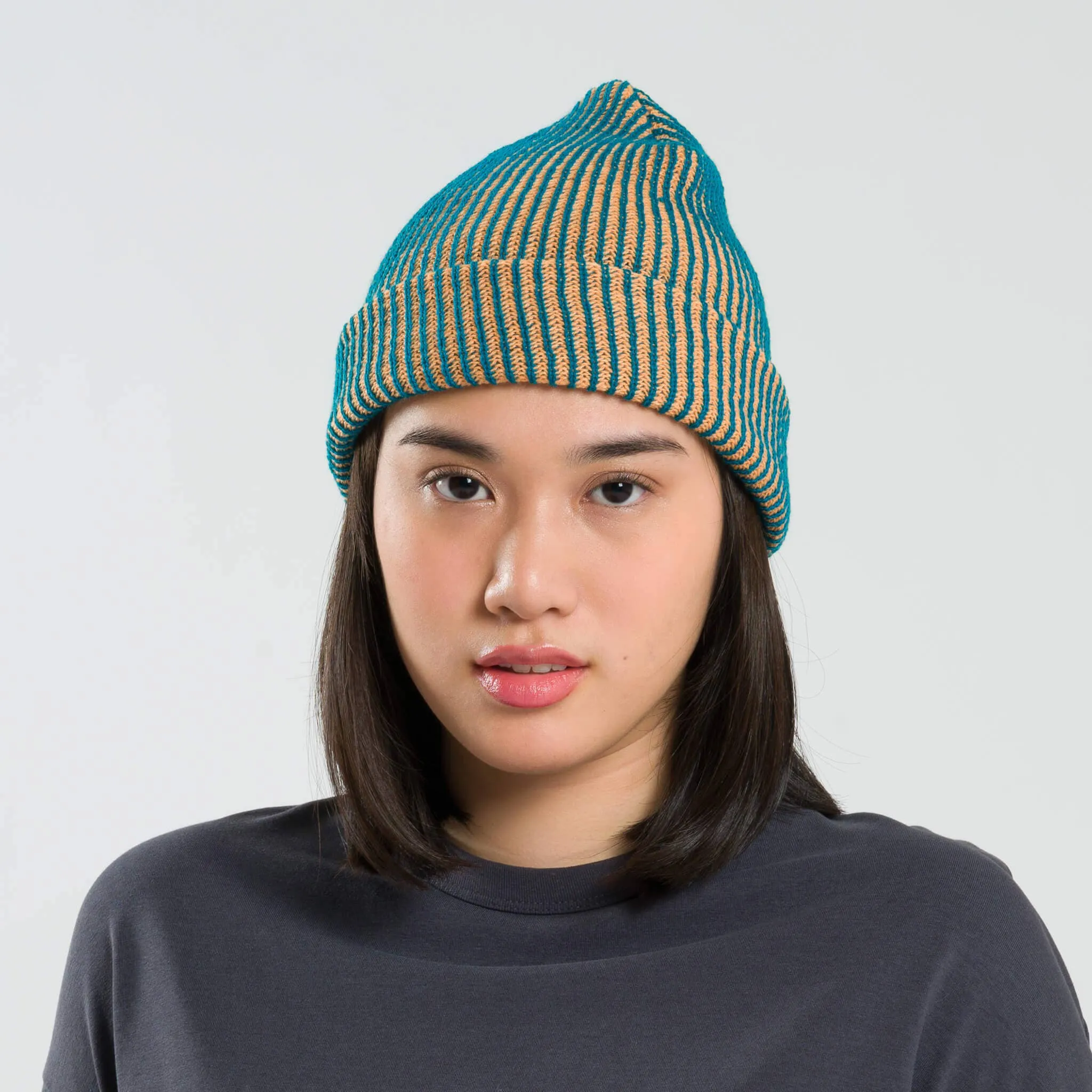 Simple Rib Knit Beanie Cap