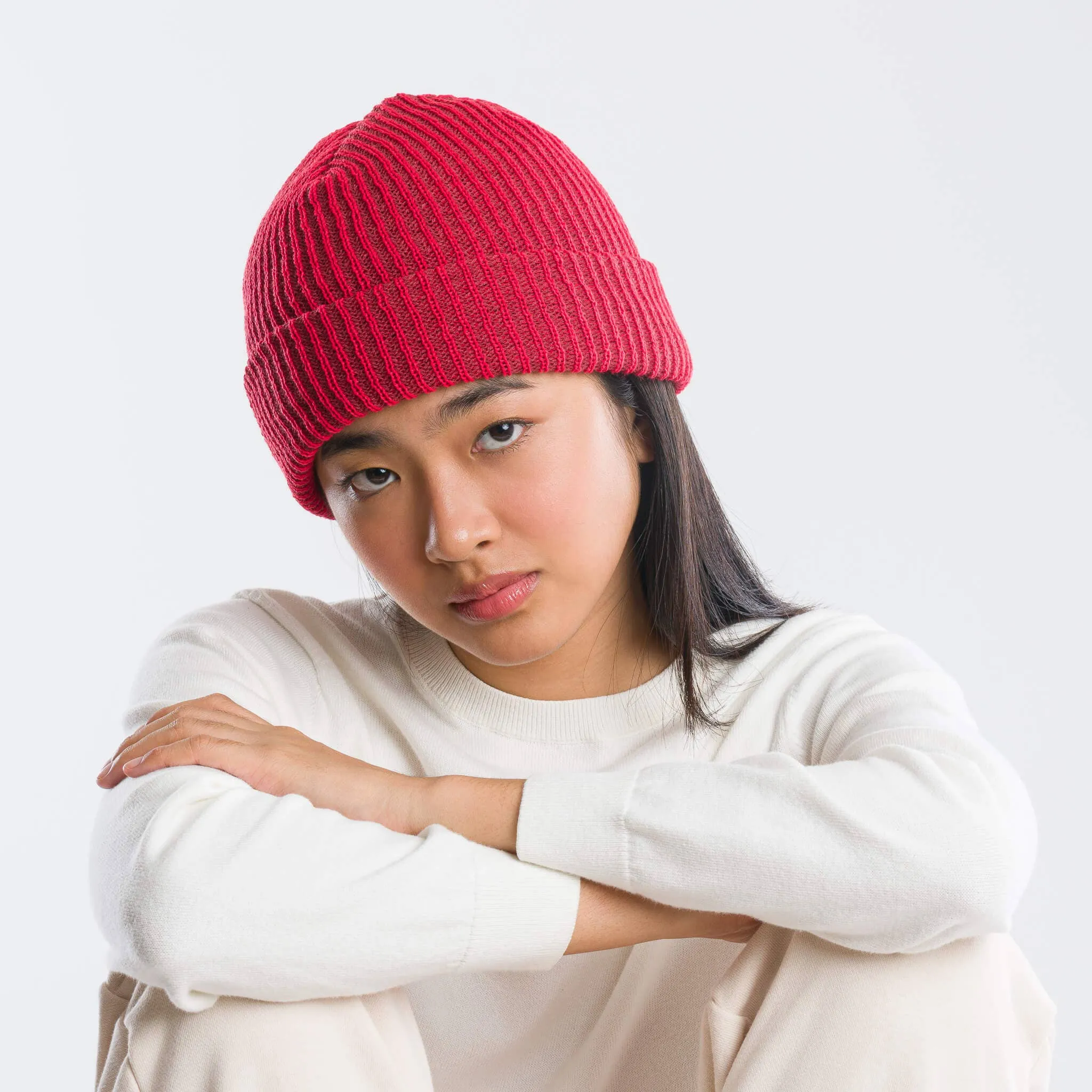 Simple Rib Knit Beanie Cap