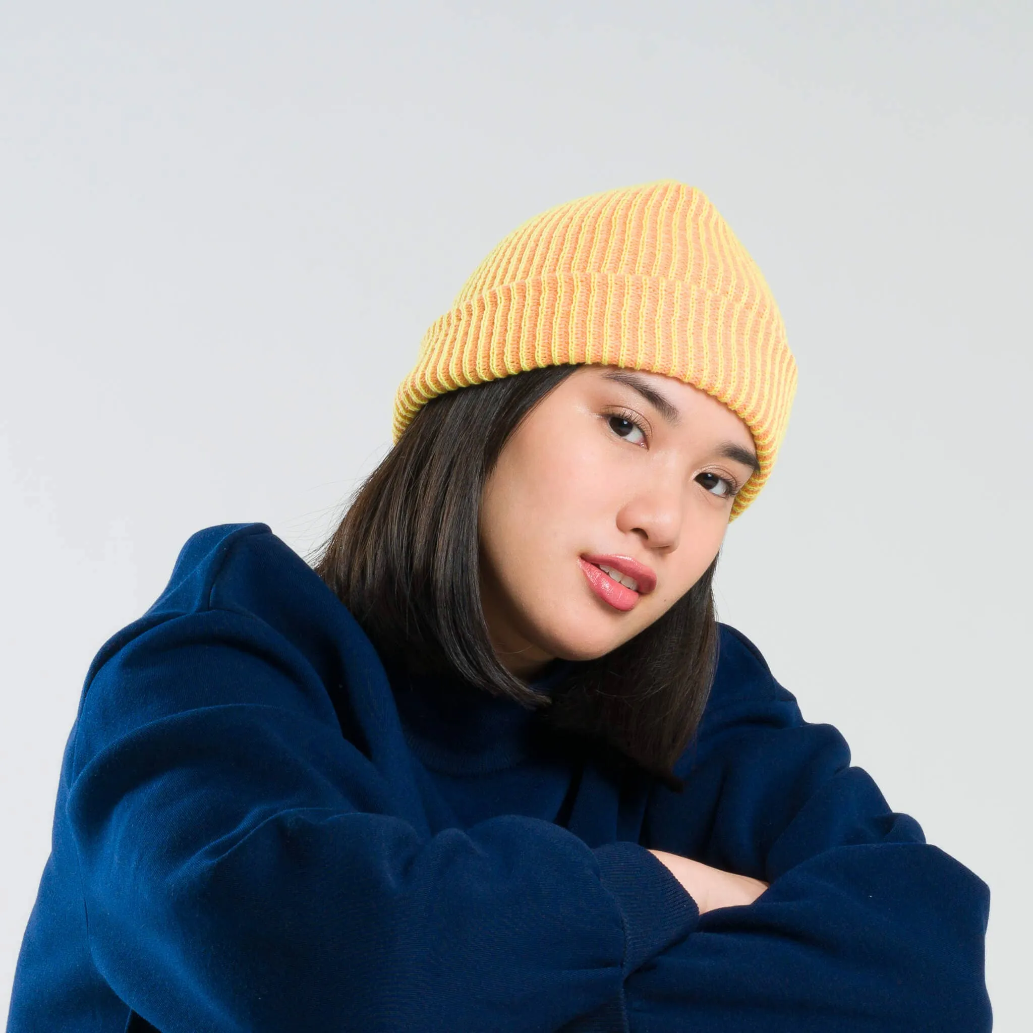 Simple Rib Knit Beanie Cap