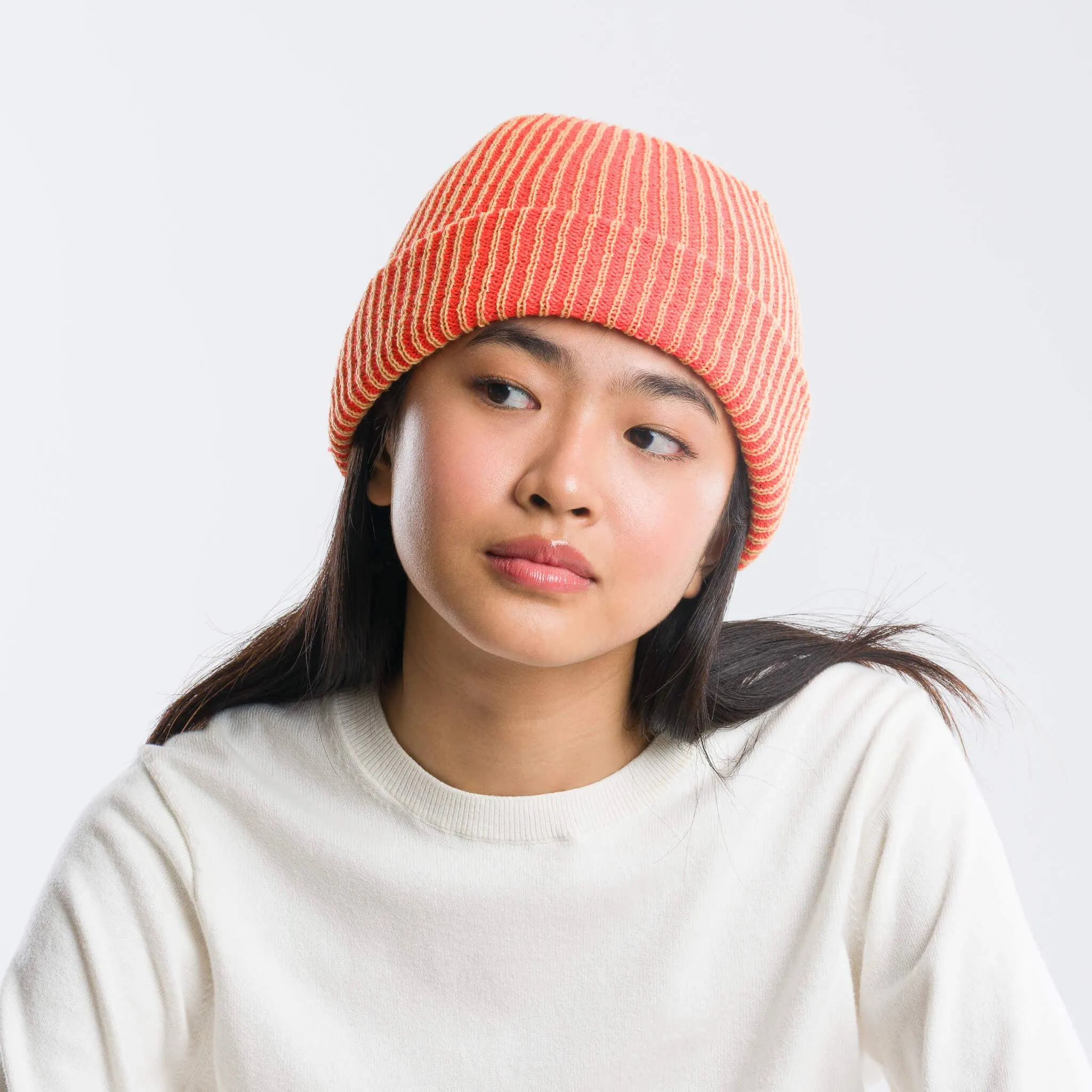 Simple Rib Knit Beanie Cap