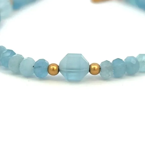 Sky Blue Aquamarine Bracelet 14k GF Gold