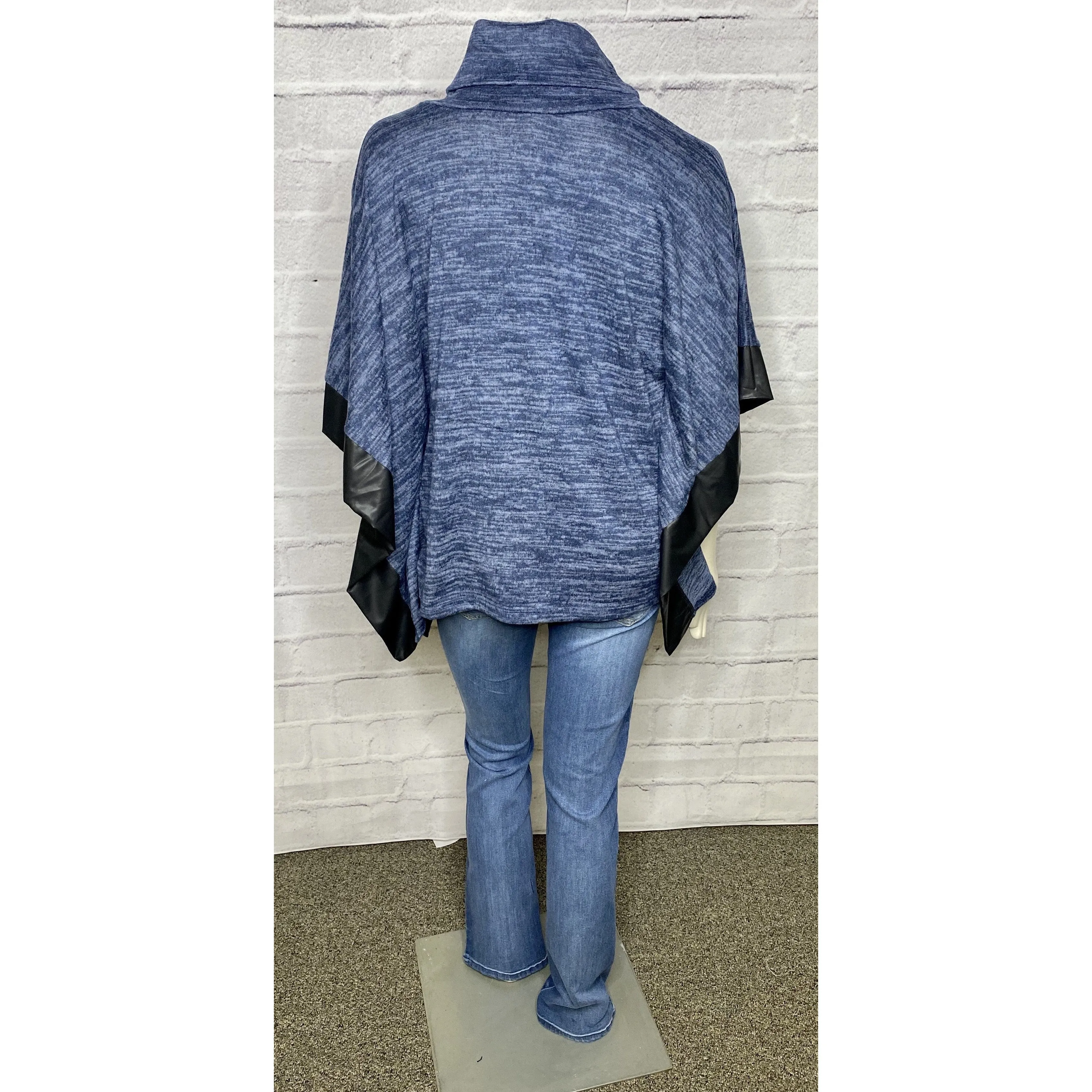 Space Dye Leather Trim Poncho