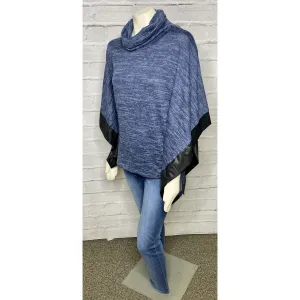 Space Dye Leather Trim Poncho