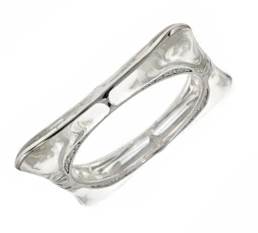 Square Acrylic Bangle with Rhodium Swirls