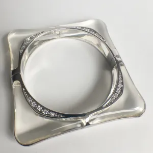 Square Acrylic Bangle with Rhodium Swirls