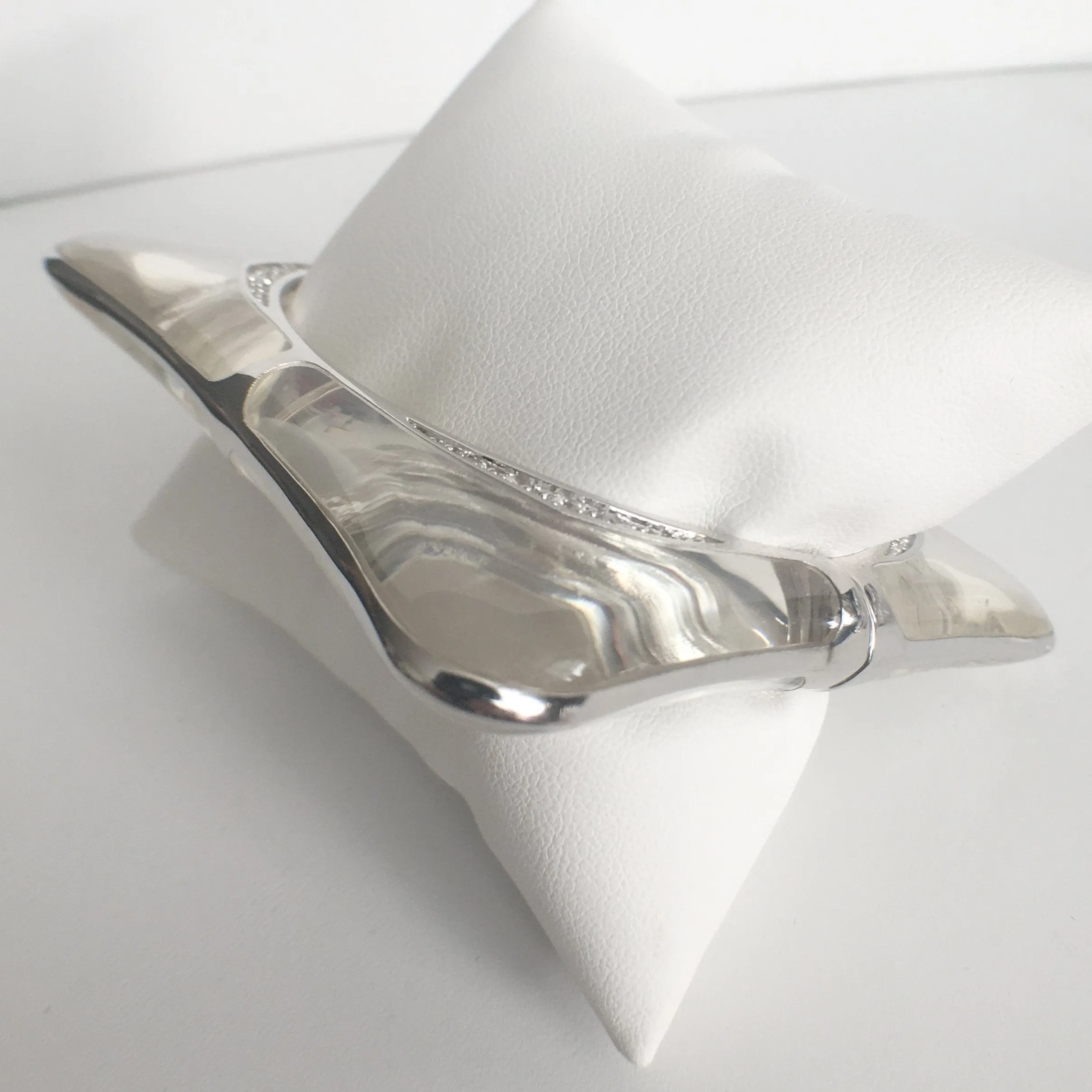 Square Acrylic Bangle with Rhodium Swirls