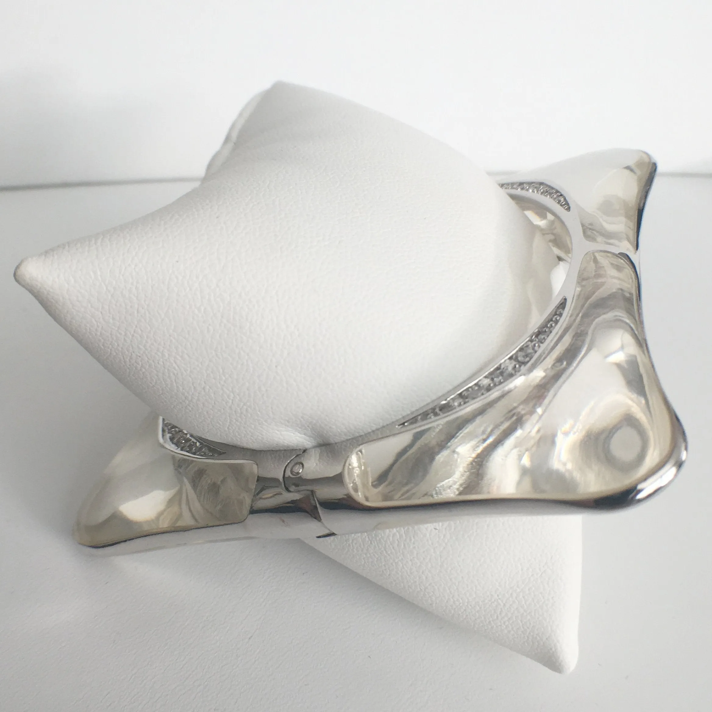 Square Acrylic Bangle with Rhodium Swirls