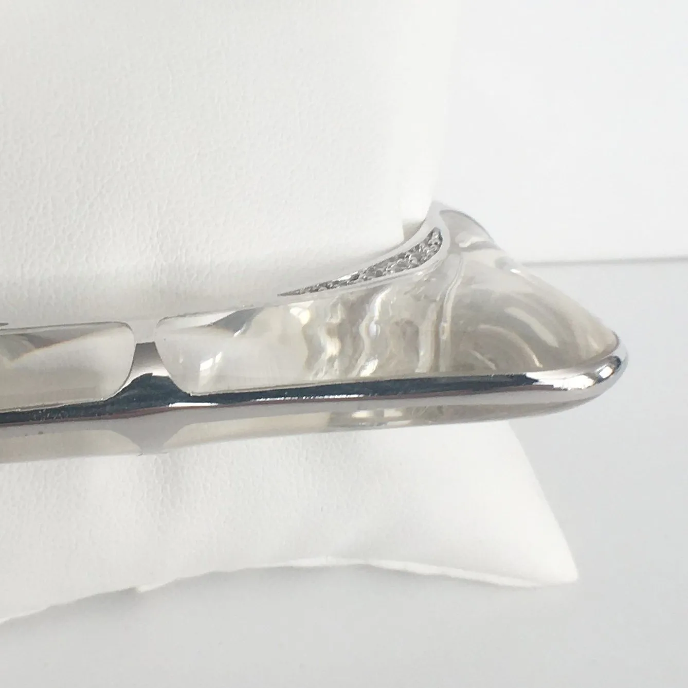 Square Acrylic Bangle with Rhodium Swirls