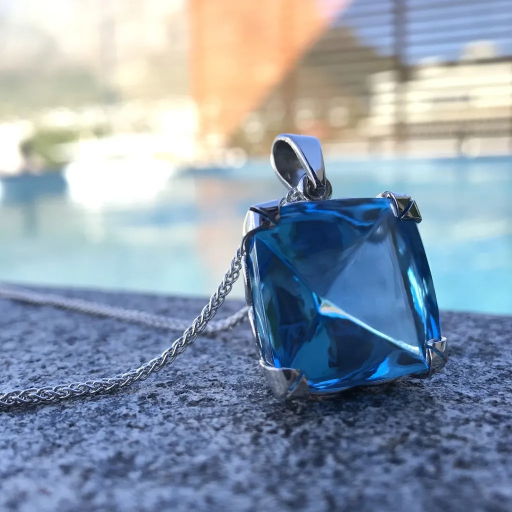 Square Cut Topaz Statement Pendant