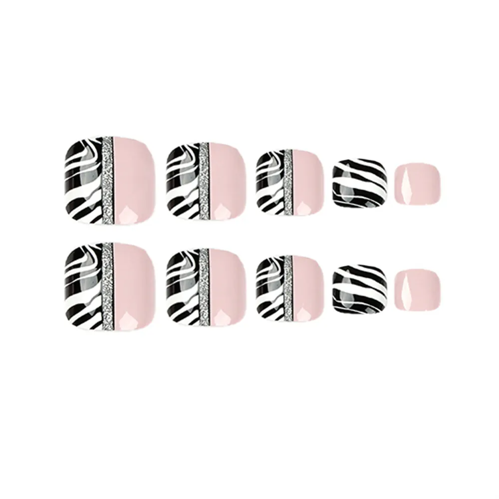 Square Toe Nude Pink Black and White Lines