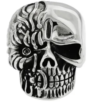 Stainless Steel 316L Decaying Skull Ring With Worms