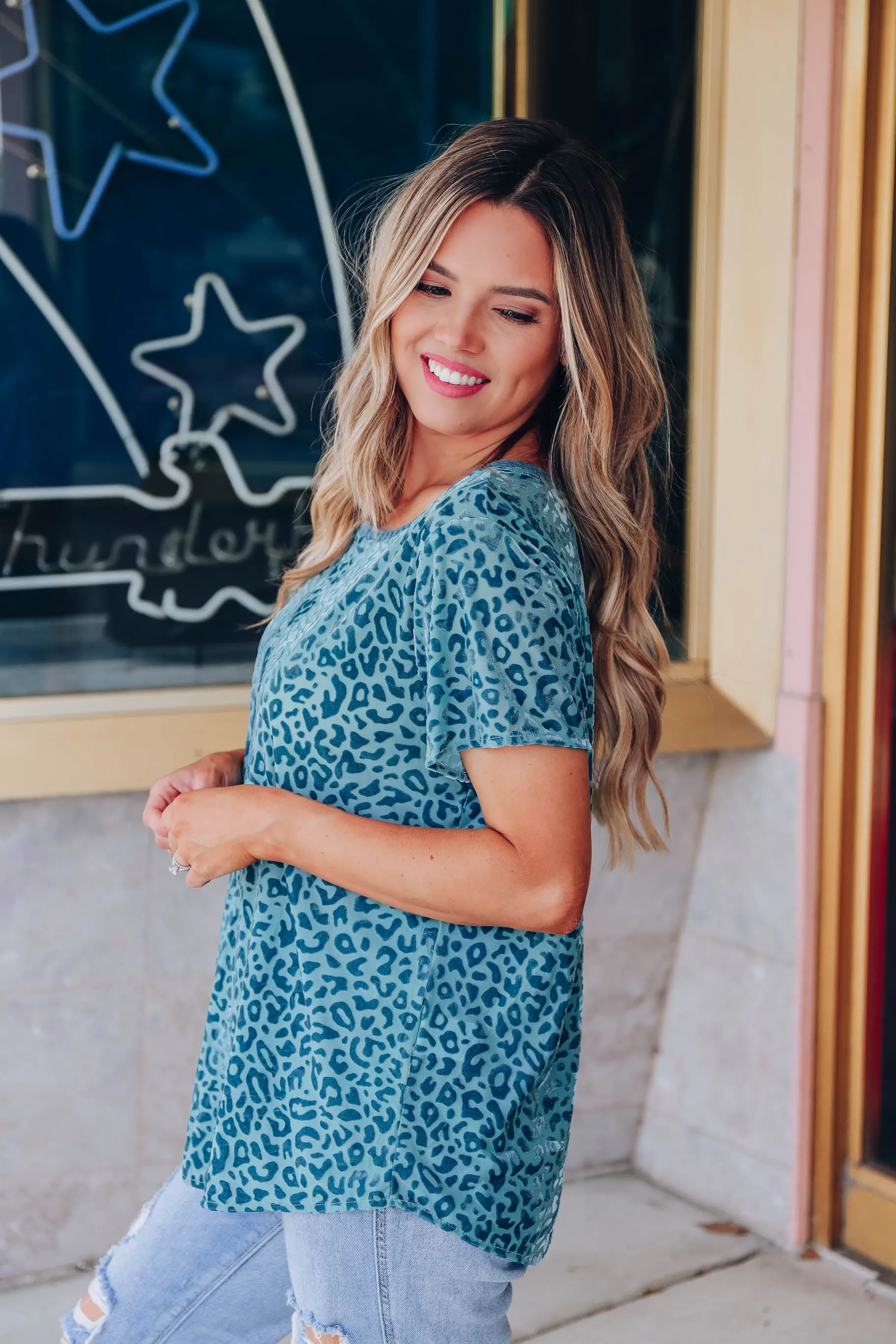 Still On Trend Leopard Top - Blue