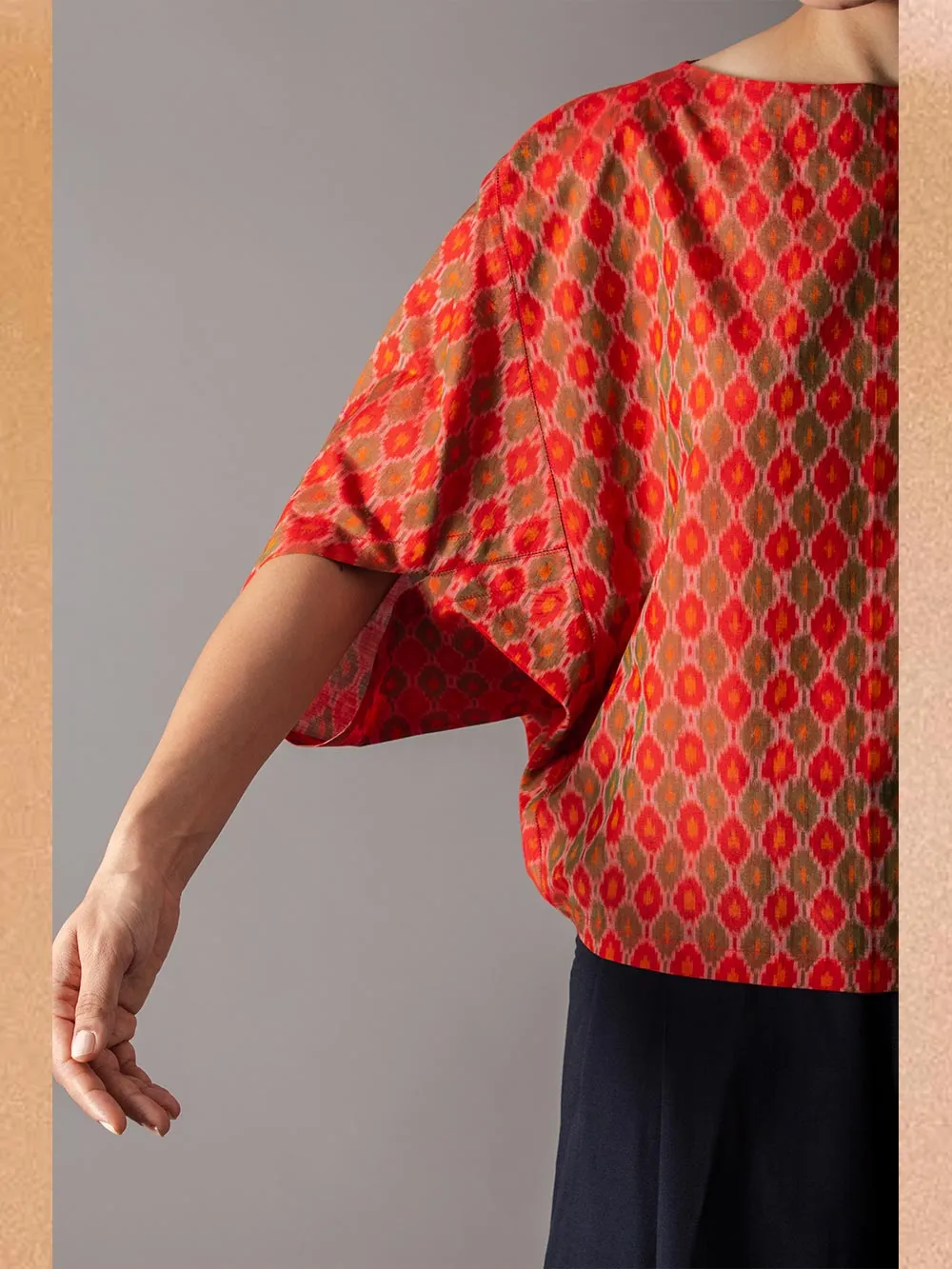 SUKETDHIR   I   SD Patang Top | Silk Ikat | Red
