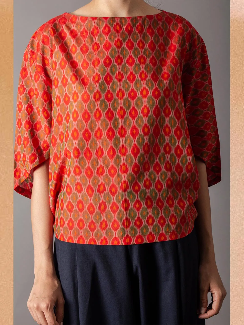 SUKETDHIR   I   SD Patang Top | Silk Ikat | Red