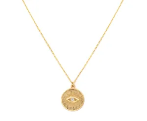 Sunburst Evil Eye Medallion Necklace