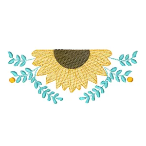 Sunflower Half Monogram Machine Embroidery Design
