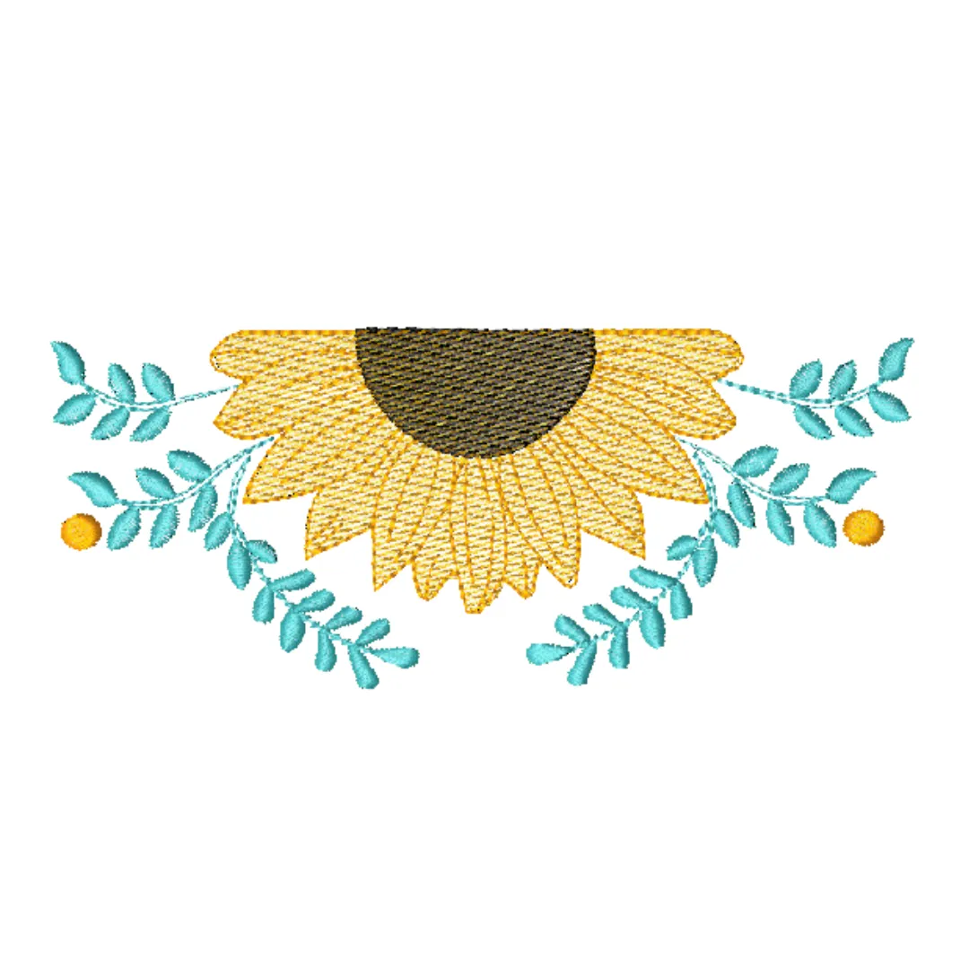 Sunflower Half Monogram Machine Embroidery Design