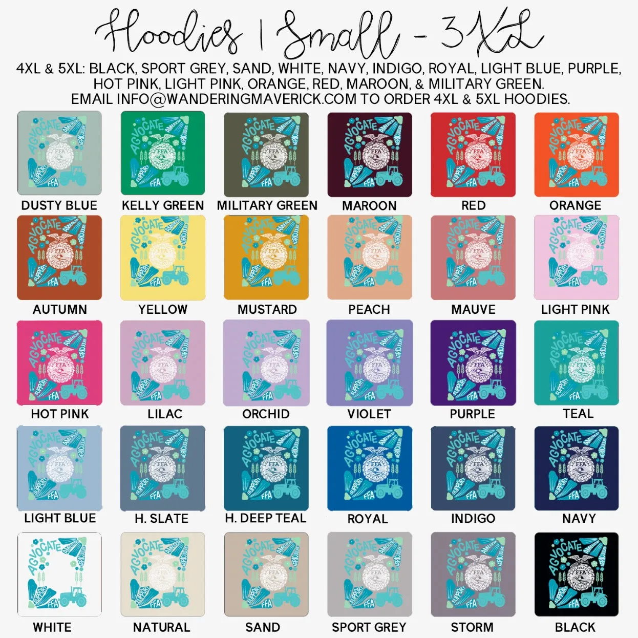 Support FFA Florals Blue Hoodie (S-3XL) Unisex - Multiple Colors!