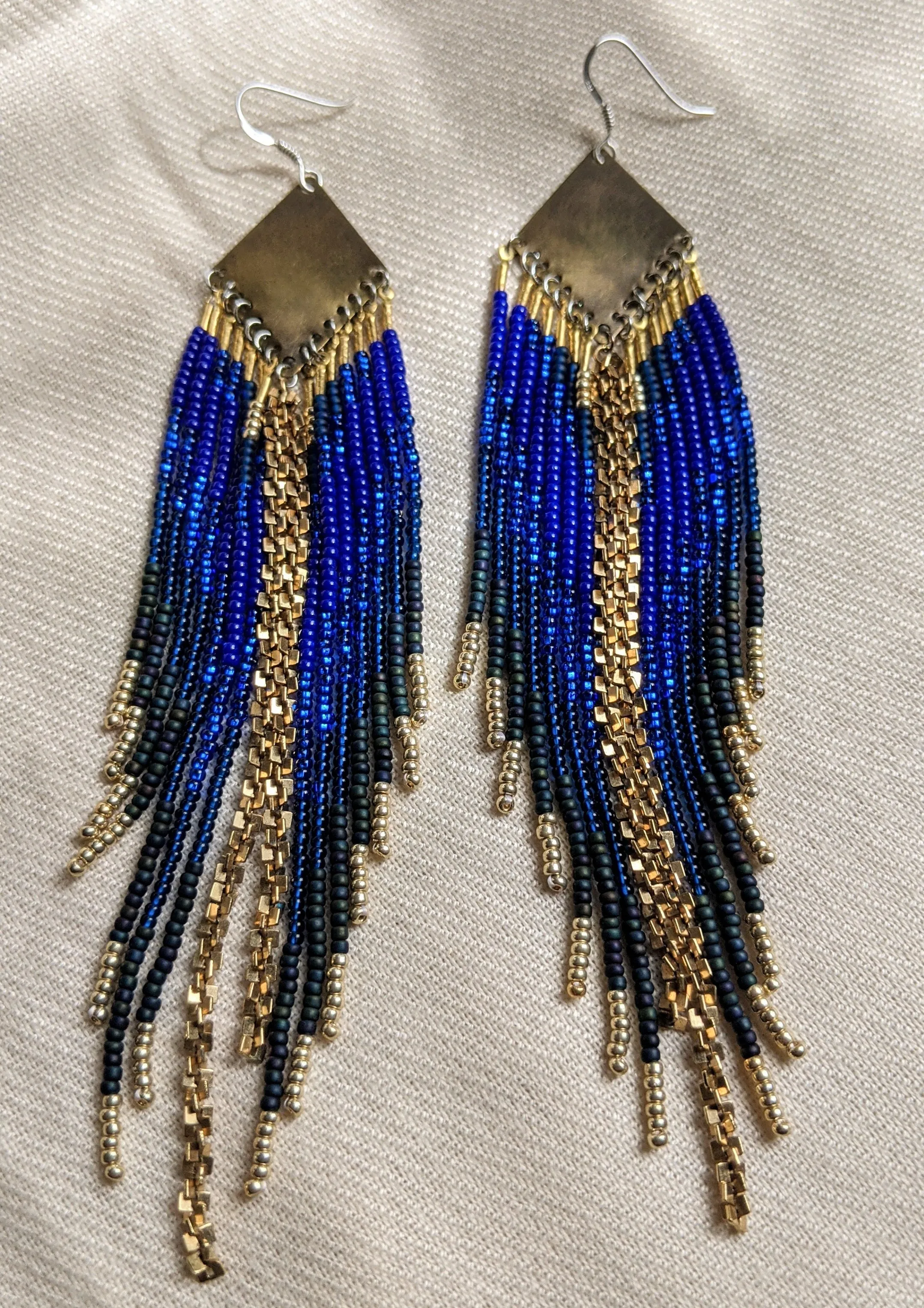 Sylvia Deep Ocean Blue Beaded Earrings