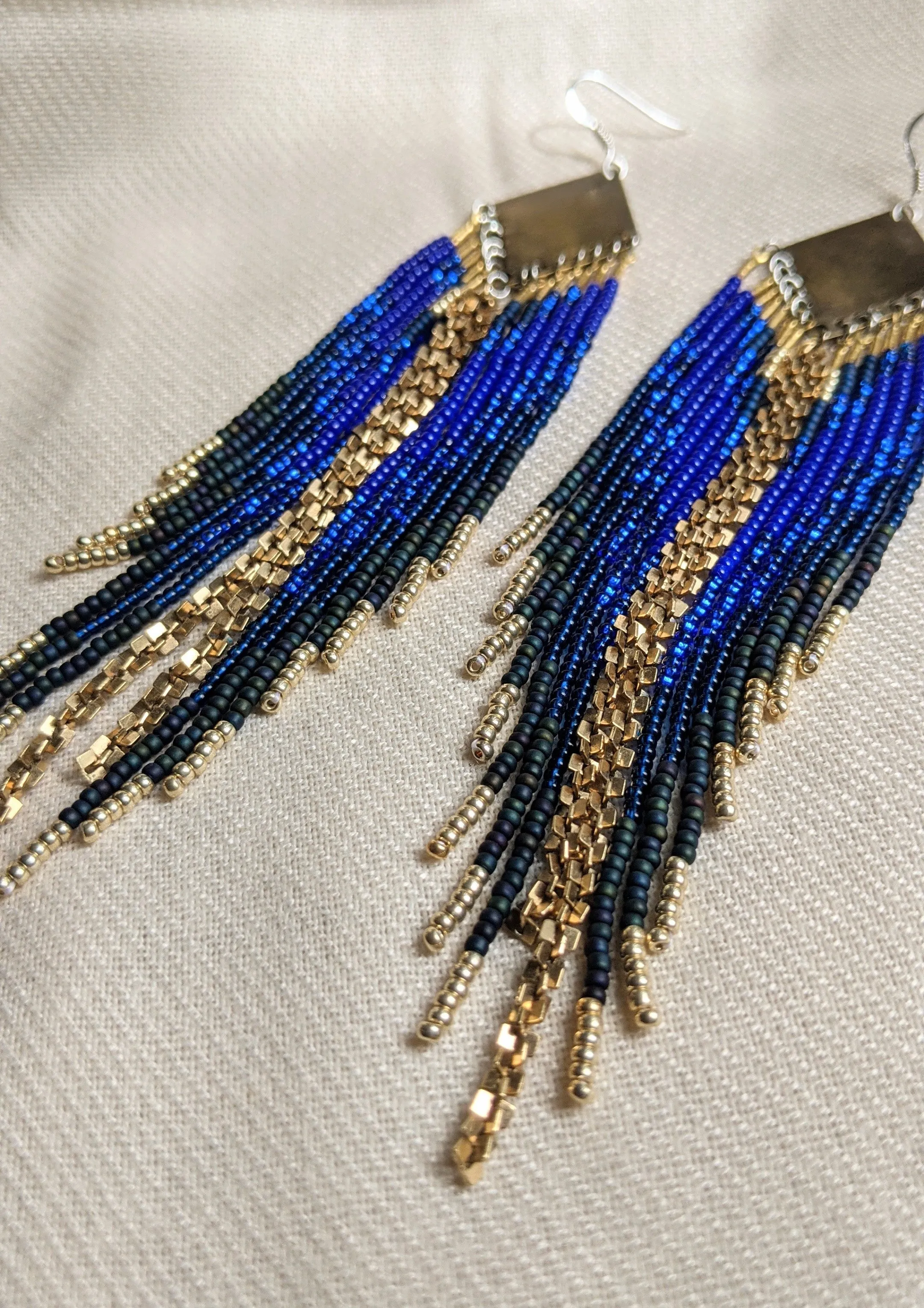 Sylvia Deep Ocean Blue Beaded Earrings