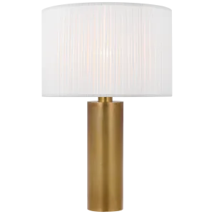 Sylvie Medium Table Lamp in Hand-Rubbed Antique Brass with Silk Pleat Shade