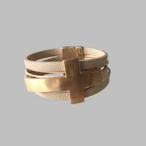 Tan cross bracelet