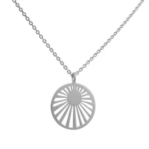 Tashi - Sun Ray Disc Necklace in Sterling Silver