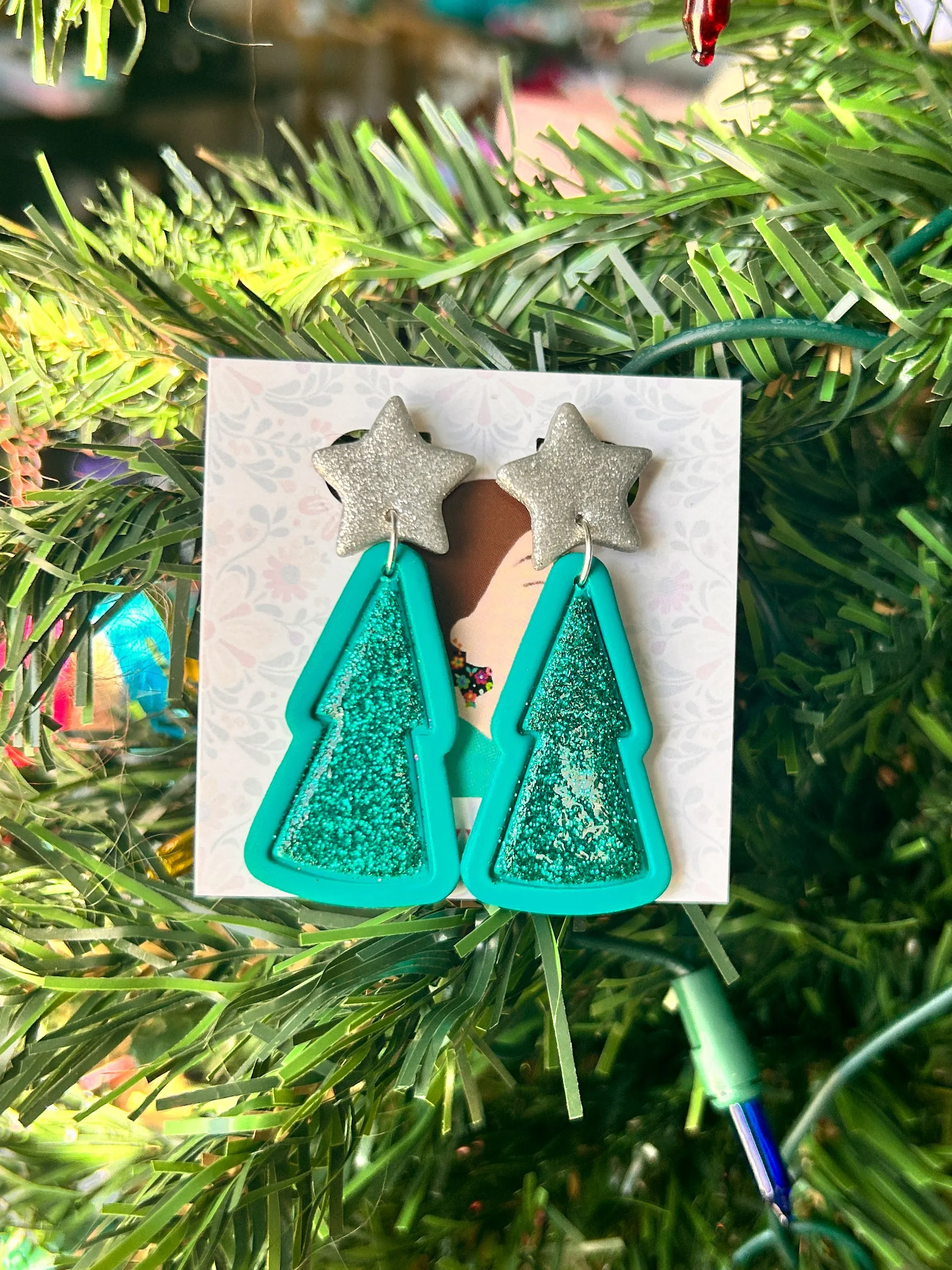 Teal Glitter Christmas Tree